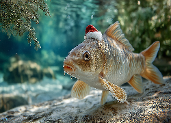 Karp, Ryba, Czapka, Mikołaja, Grafika AI