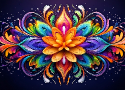 Kwiat, Kolorowa, Grafika, Ciemne, Tło