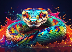 Kolorowy, Wąż, Grafika AI