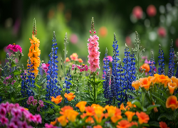 Kwiaty, Kolorowe, Ogród, Grafika