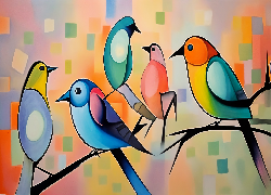Ptaki, Grafika, Kolorowa