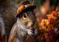 Wiewiórka, Kapelusz, Grafika AI