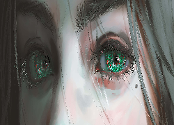 Grafika, Kobieta, Oczy, Zielone, Spojrzenie
