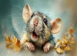 Szczur, Liście, Grafika AI