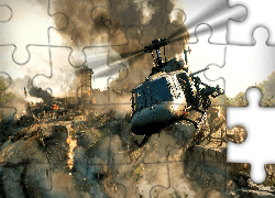 Gra, Call of Duty Black Ops Cold War, Ogień, Ruiny, Helikopter