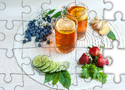 Herbata, Cytryna, Limonki, Imbir, Truskawki, Listki
