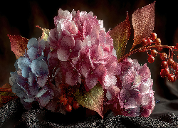 Hortensja, Kwiaty, Liście, Grafika AI