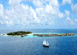 Malediwy, Wyspa, Koralowa, Bungalow, Jacht, Ocean
