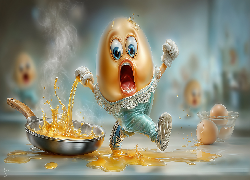 Jajko, Patelnia, Jajecznica, Grafika AI