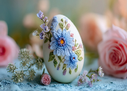 Jajko, Kwiaty, Grafika AI, Wielkanoc
