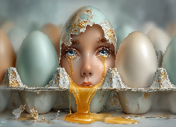 Płaczące, Jajko, Twarz, Kobiety, Grafika AI