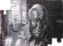 Mural, Portret, Postać, Jan Paweł II, Okno, Street art