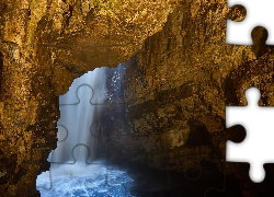 Jaskinia, Smoo Cave, Skały, Wodospad, Rzeka, Durness, Hrabstwo Sutherland, Szkocja
