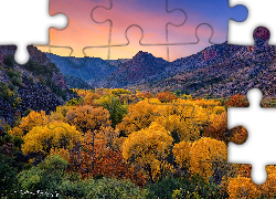Jesień, Drzewa, Góry, Kanion Sycamore, Arizona, Stany Zjednoczone