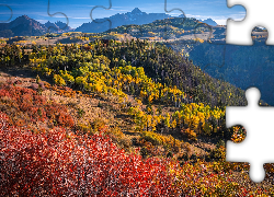 Stany Zjednoczone, Kolorado, Telluride, Jesień, Góry, San Juan Mountains, Kolorowe, Drzewa