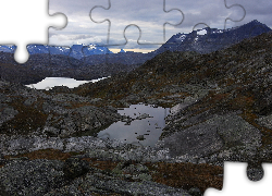 Góry, Skały, Jezioro, Gautelisvatnet Lake, Norwegia