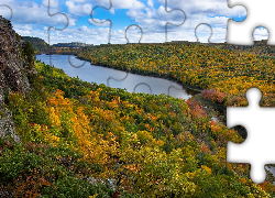 Hrabstwo Ontonagon, Jezioro Lake of the Clouds, Góry Porcupine Mountains, Jesień, Lasy, Stan Michigan, Stany Zjednoczone