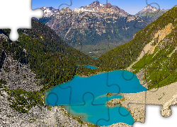 Kanada, Kolumbia Brytyjska, Park prowincjonalny Joffre Lakes, Jezioro, Middle Lake, Brzeg, Las, Góry