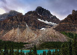 Kanada, Alberta, Jezioro, Moraine Lake, Góry, Śnieg, Lasy, Park Narodowy Banff