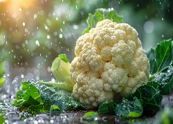 Kalafior, Liście, Warzywo, Deszcz, Grafika AI
