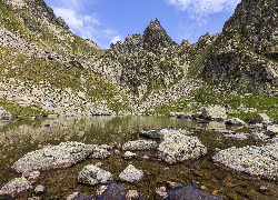 Kamienie, Skały, Jezioro, Góry