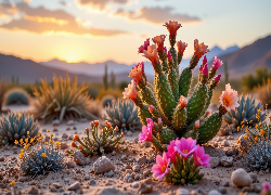Piasek, Kamienie, Kwitnące, Kaktusy, Kępki, Roślin