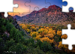 Jesień, Kolorowe, Drzewa, Góry, Kanion Sycamore, Arizona, Stany Zjednoczone