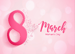 Dzień Kobiet, Data, 8 marzec, Różowe tło