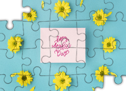 Dzień Matki, Żółte, Kwiaty, Kartka, Napis, Happy Mothers Day, Niebieskie, Tło