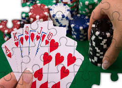 Karty, Żetony, Stół, Poker, Poker królewski