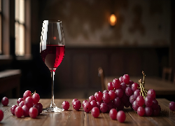 Kieliszek, Wino, Czerwone, Winogrona