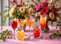 Drinki, Kieliszki, Szklanki, Kwiaty, Bukiety, Wazony, Gałązki, Listki