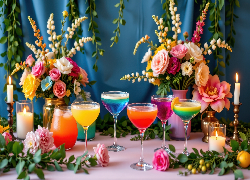 Kolorowe, Drinki, Kieliszki, Kwiaty, Bukiety, Wazony, Świece