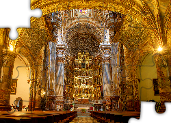 Kościół, Klasztor, Monasterio de San Jeronimo, Wnętrze, Ołtarz, Zdobienia, Grenada, Hiszpania