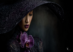 Kobieta, Kapelusz, Storczyk, Grafika AI