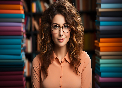 Kobieta, Okulary, Książki