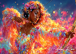 Kobieta, Suknia, Kwiaty, Łuk, Grafika AI