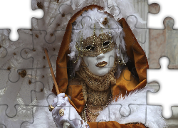 Kobieta, Maska, Parasol, Karnawał