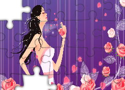 Grafika 2D, Kobieta, Perfumy, Róże