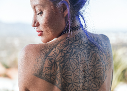 Kobieta, Tatuaż, Plecy