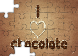 Grafika, Serce, Napis, I Love Chocolate