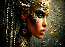 Kobieta, Twarz, Fryzura, Warkoczyki, Grafika AI