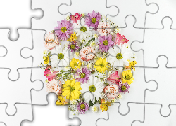 Kwiaty, Chryzantemy, Alstremerie, Róże