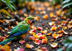 Papuga, Płatki, Kwiatów, AI