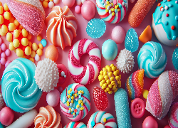 Kolorowe, Słodycze, Cukierki, Grafika AI