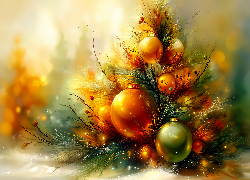 Boże Narodzenie, Choinka, Duże, Bombki, AI