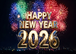 Nowy Rok, Data, 2026, Fajerwerki, Grafika