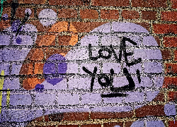 Graffiti, Ściana, Napis, Love You