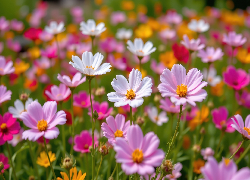 Kwiaty, Białe, Różowe, Kosmea