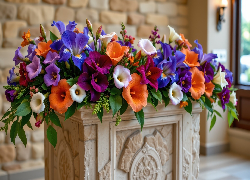 Kolorowe, Kwiaty, Kamienne, Podium